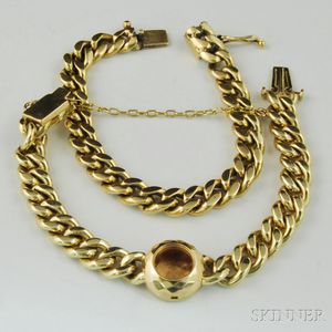 Two 14kt Gold Curb Link Bracelets