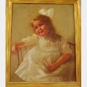 American School, 20th Century Portrait of a Young Girl in a White Dress.