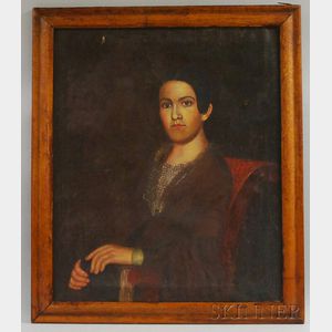 19th Century American School Oil on Canvas Portrait of a Woman Seated in a Chair