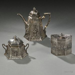 Three Assembled German .800 Silver Tea Wares