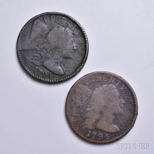 Two 1794 Liberty Cap Large Cents