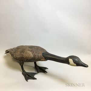 Painted Plaster Goose with Applied Feathers