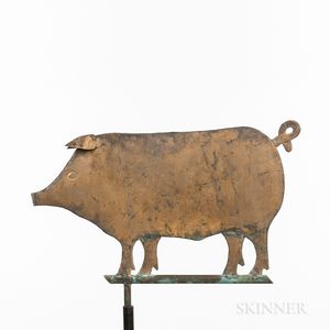 Small Gilded Sheet Copper Pig Weathervane