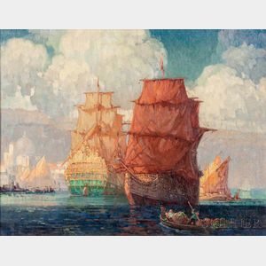 Frederic Milton Grant (American, 1886-1959) Sailing Ships at Venice