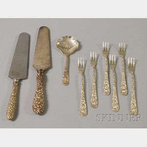 Nine Repousse Sterling Flatware Items