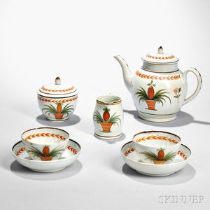 Five-piece Pearlware Tea Set
