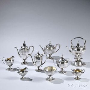 Nine-piece Roger Williams Silver Co. Sterling Silver Tea and Coffee Service