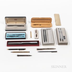 Collection of Designer Pens, Pencils, and a Letter Opener