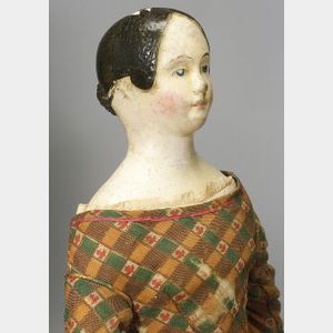 Early Papier Mache Shoulder Head Doll
