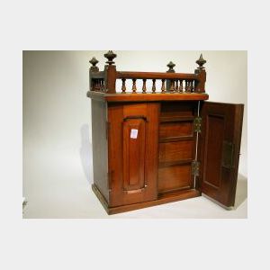 Small Renaissance Revival Walnut Collectors Cabinet.