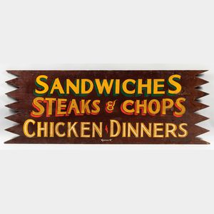 Carved and Painted "Sandwiches" Advertising Sign