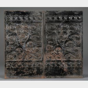 Pair of Cast Iron Decorative Panels, Probably Tiffany