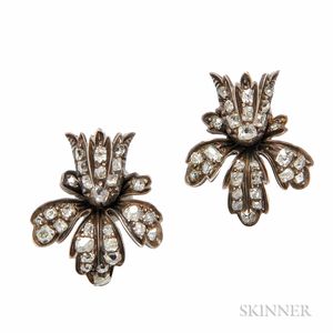Silver and Diamond Flower Earrings
