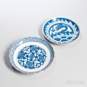 Two Blue and White Porcelain Dishes