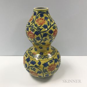 Yellow-glazed "Double Gourd" Vase