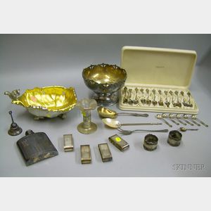 Group of Silver Plated Table Items and Two Sets of Sterling Silver Spoons