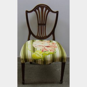 Federal-style Needlepoint Upholstered Carved Mahogany Shield-back Side Chair.