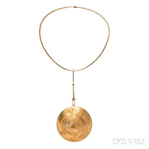 Artist-designed Gold and Diamond Griffin Pendant, Wassily Kandinsky
