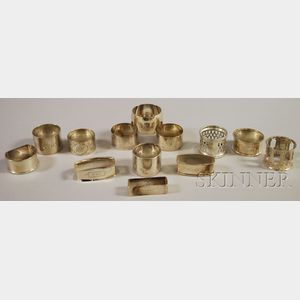 Approximately Thirteen British and American Sterling Silver Napkin Rings