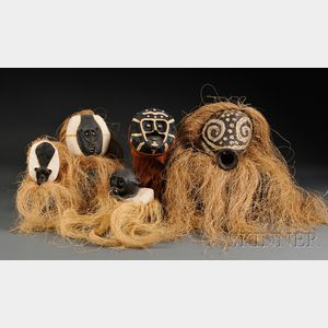 Five Northwest Amazon Painted Masks with Fiber Drops.