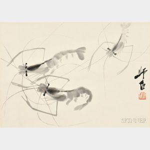 Hanging Scroll Depicting Shrimp