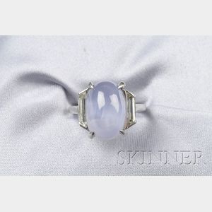 14kt White Gold, Star Sapphire, and Diamond Ring