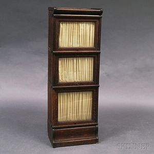 Diminutive Oak Three-stack Bookcase