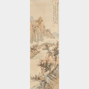 Hanging Scroll Depicting a Landscape with a Scholar