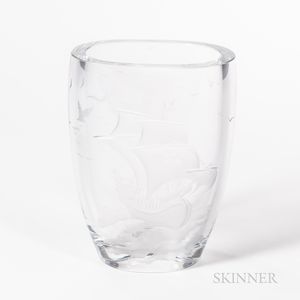 Etched Clear Crystal Vase