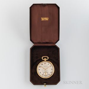 18kt Gold Patek Philippe Tiffany & Co. Signed Open-face Watch