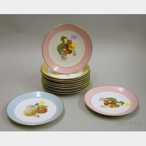 Twelve Occupied Germany Hand-painted Dishes