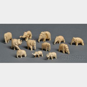 Nineteen Ivory Elephants
