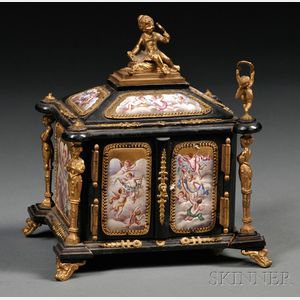 Ormolu-mounted Jewelry Box with Enameled Plaques
