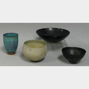 Three Edwin and Mary Scheier Studio Pottery Bowls and a Cup