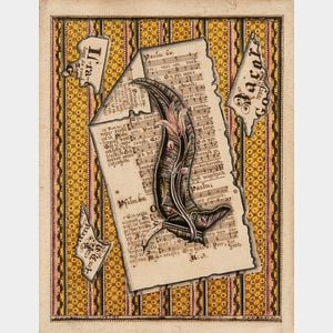 Dutch School, Late 18th Century Trompe l'Oeil Collage of a Psalm Page and Fragments