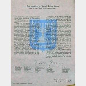 David Ben-Gurion Signed Print of the Proclamation of Israeli Independence