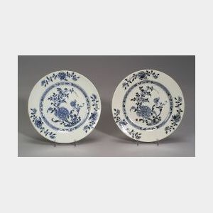Two Blue and White Chinese Export Porcelain Plates