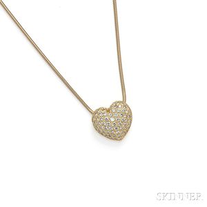 18kt Gold and Diamond Heart Pendant