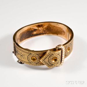 Victorian 9kt Gold and Enamel Bangle