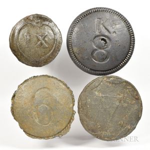 Four Pewter British Regimental Buttons