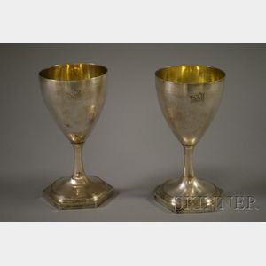 Pair of English Sterling Goblets