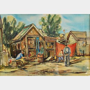 Three Framed Marguerite Elliott Peaslee (American, 1901-1961) Watercolors. 