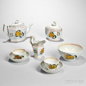 Six-piece Pearlware Tea Set