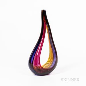 Peter Greenwood (American, b. 1960) Multicolor Art Glass Vase