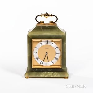Bucherer Brass and Onyx Desk Clock