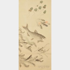 Hanging Scroll Depicting Fish in a River