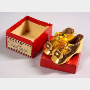 Unused Gold Heeled Doll Shoes in Original S. Kann Box