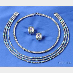 Three Sterling Silver and 14kt Gold Jewelry Items, David Yurman