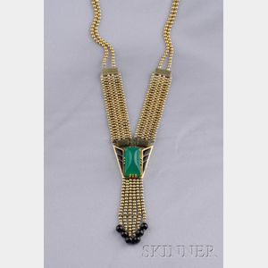 14kt Gold, Enamel, and Onyx Necklace
