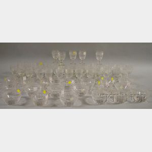 Sixty-piece Set of Anglo-Irish Colorless Cut Glass Stemware and Tableware
